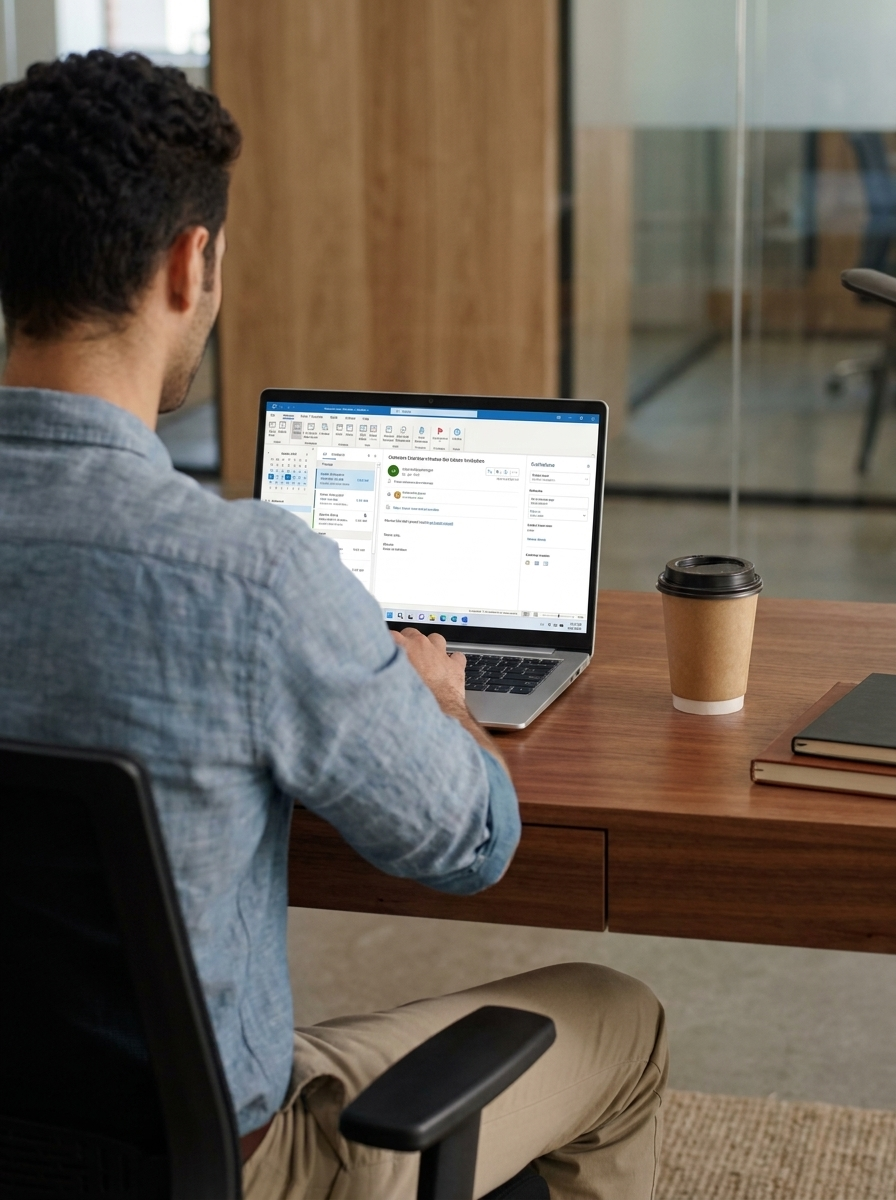 Employee pre-registering a visitor from their calendar on a laptop